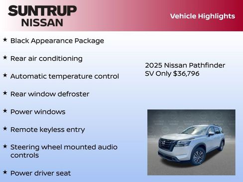 New 2025 Nissan Pathfinder SV w/ Black Appearance Package image 8