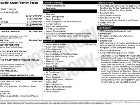 Used 2018 Chevrolet Cruze Premier w/ Premier True North Edition FWD image 24