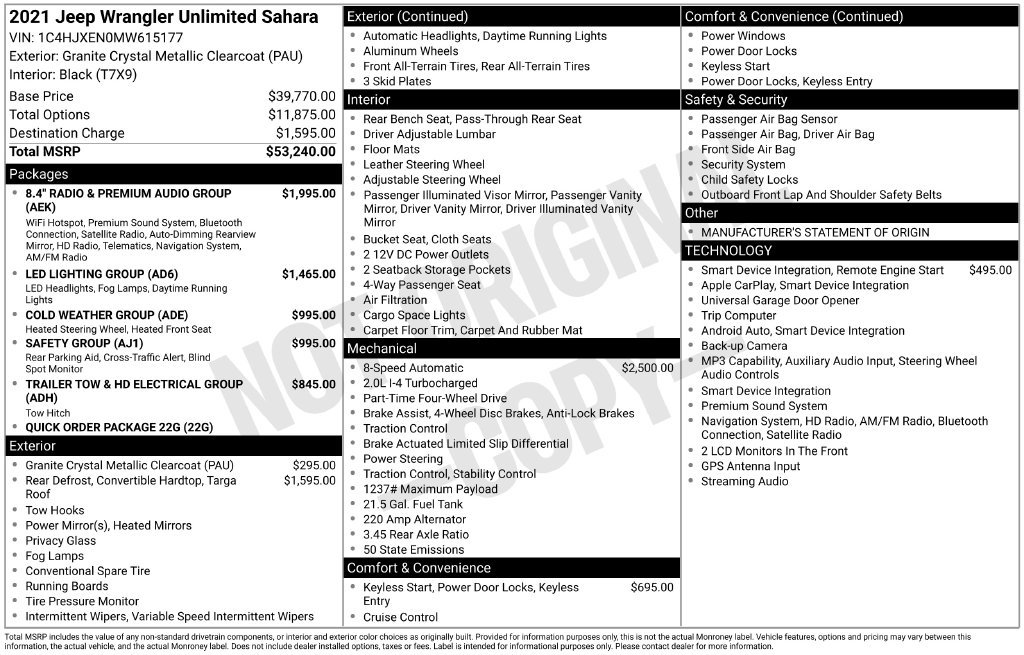 Certified 2021 Jeep Wrangler Unlimited Sahara AWD/4WD image 13