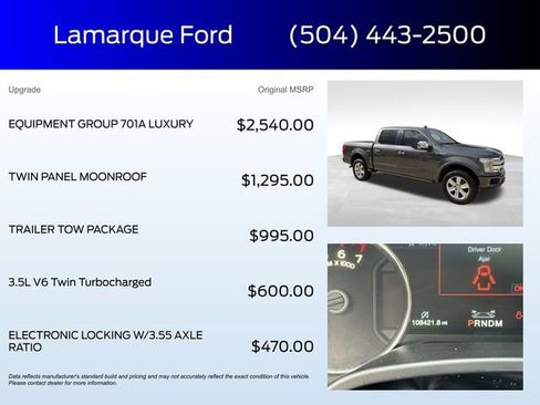 Certified 2018 Ford F150 Platinum w/ Equipment Group 701A Luxury image 2