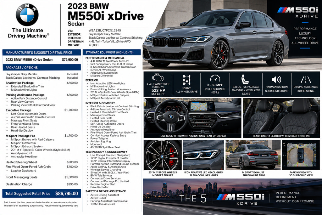 Used 2023 BMW M550i xDrive w/ Executive Package AWD/4WD image 49