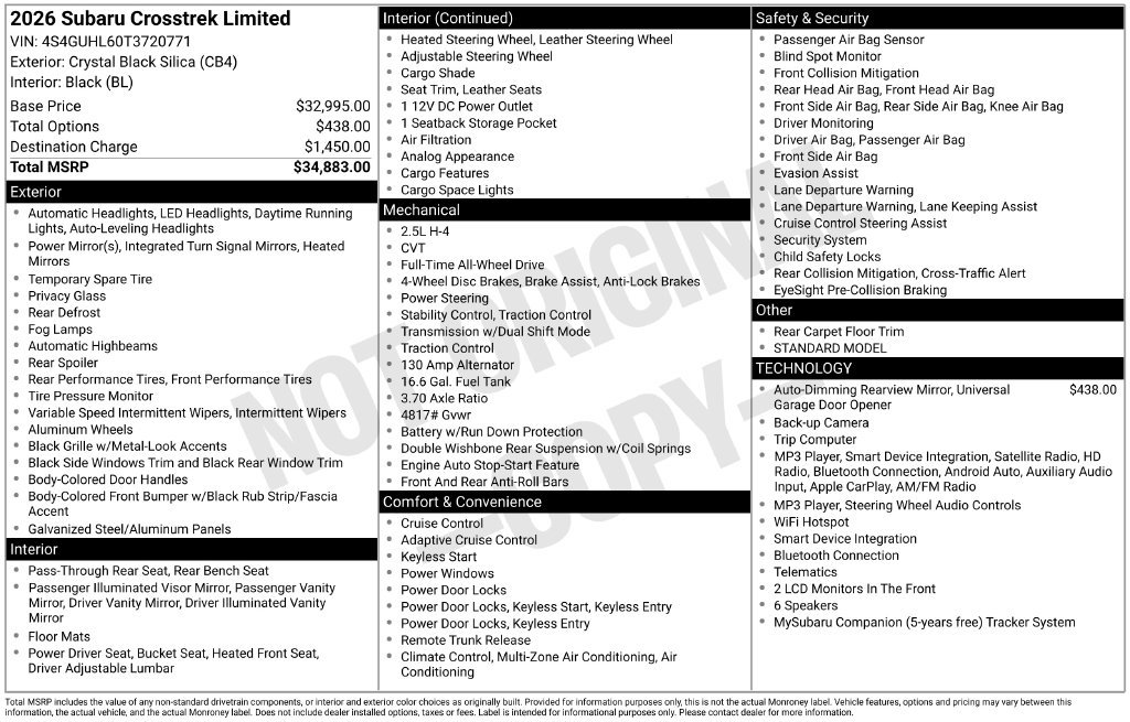 Certified 2026 Subaru Crosstrek 2.5i Limited AWD/4WD image 36