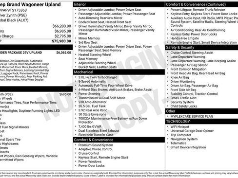 New 2026 Jeep Grand Wagoneer 4WD w/ Quick Order Packge 29V Upland image 6