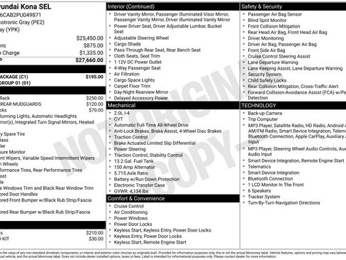 Certified 2023 Hyundai Kona SEL w/ Cargo Package AWD/4WD image 2
