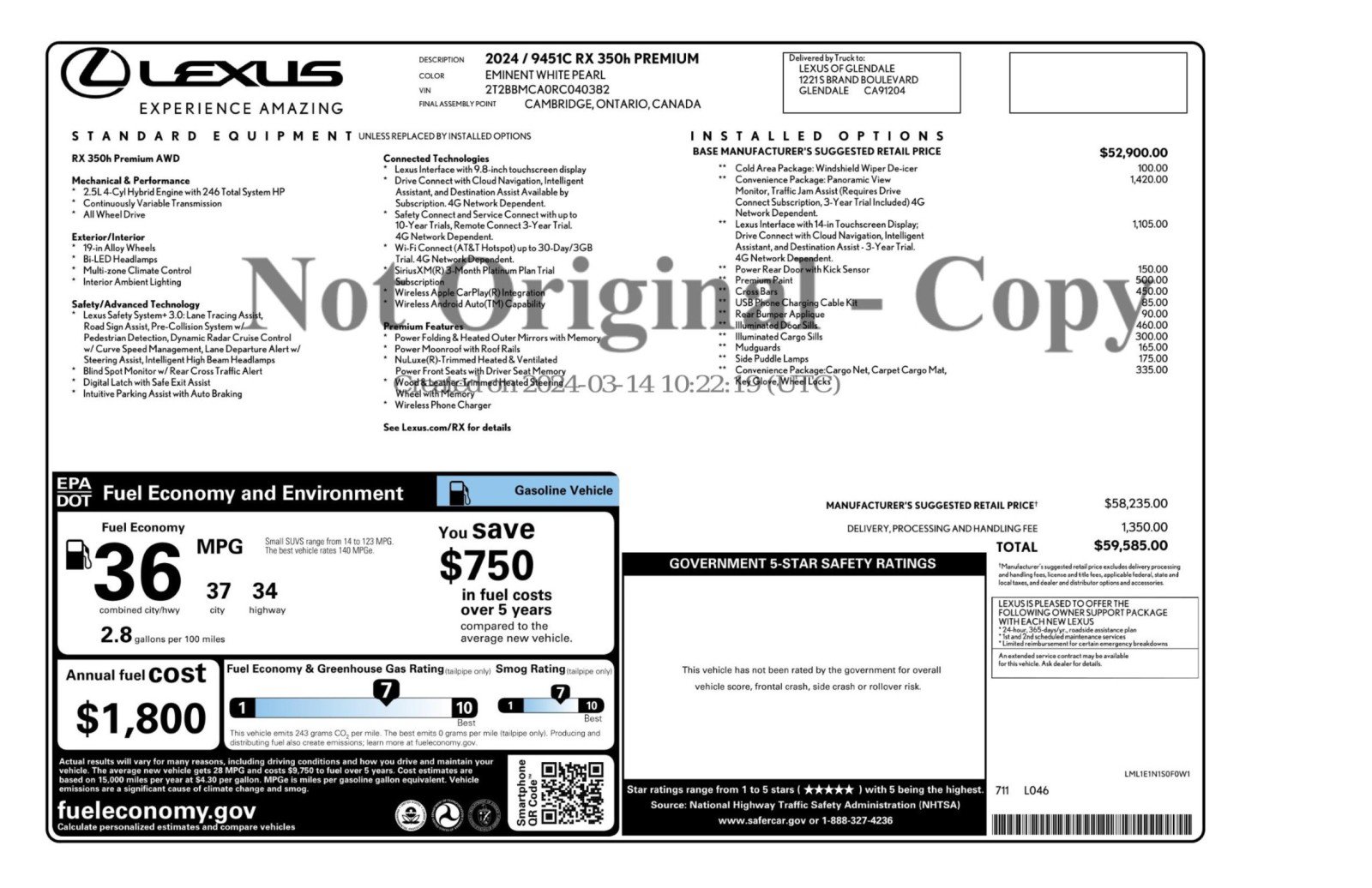 Used 2024 Lexus RX 350h w/ Convenience Package AWD/4WD image 57