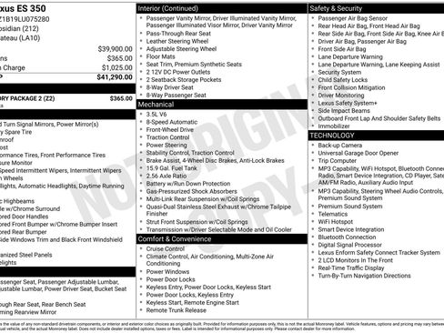 Used 2020 Lexus ES 350 w/ Accessory Package 2 FWD image 19