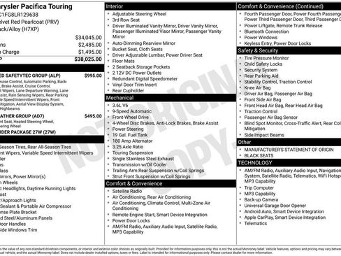 Used 2020 Chrysler Pacifica Touring w/ Advanced Safetytec Group FWD image 1