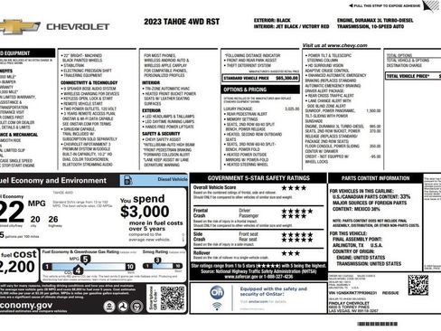 Used 2023 Chevrolet Tahoe RST w/ Luxury Package AWD/4WD image 2