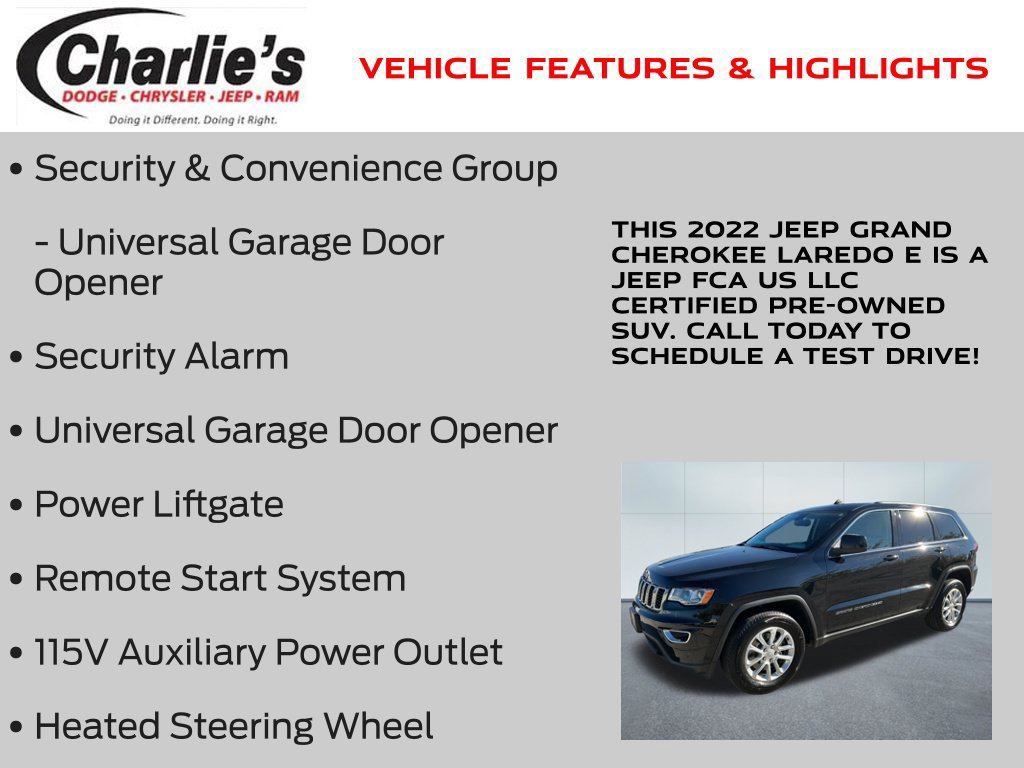 Certified 2022 Jeep Grand Cherokee Laredo E w/ Security & Convenience Group AWD/4WD image 19