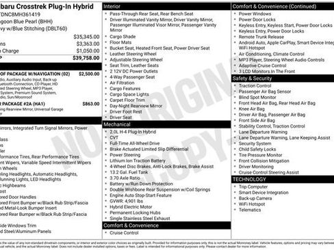 Used 2021 Subaru Crosstrek Hybrid w/ Moonroof Package w/Navigation image 9