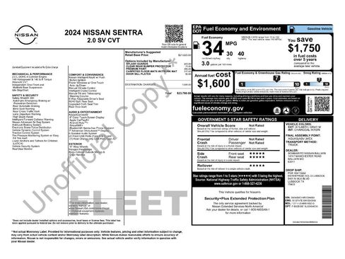 Used 2024 Nissan Sentra SV FWD image 2