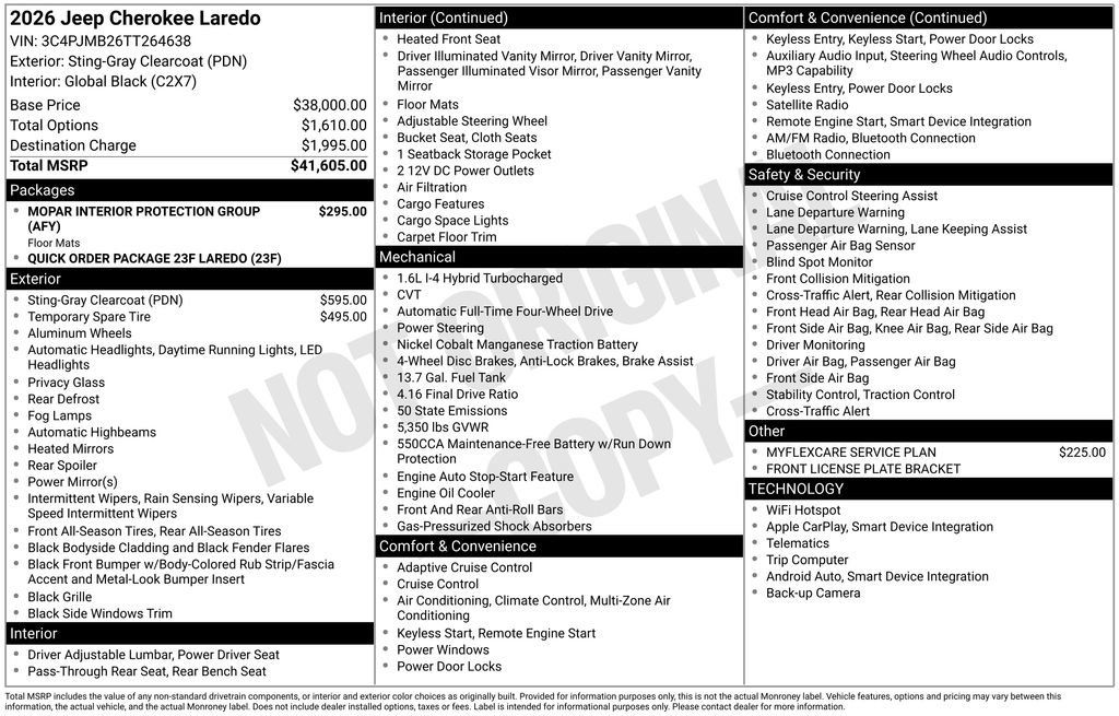 New 2026 Jeep Cherokee Laredo AWD/4WD image 6