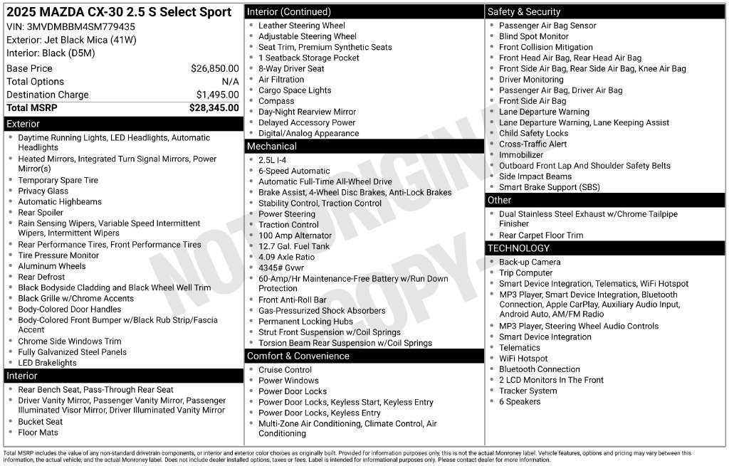 Used 2025 MAZDA CX-30 AWD 2.5 S w/ Select Sport Pkg image 3