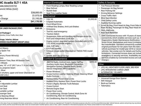 Used 2019 GMC Acadia SLT w/ LPO, Floor Liner Package FWD image 10