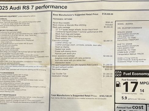 Used 2025 Audi RS 7 Performance w/ Black Optic Package image 20
