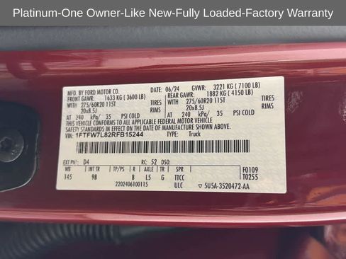 Used 2024 Ford F150 Platinum w/ Equipment Group 702A High image 77