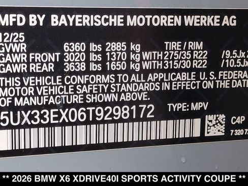 New 2026 BMW X6 xDrive40i w/ Executive Package AWD/4WD image 20