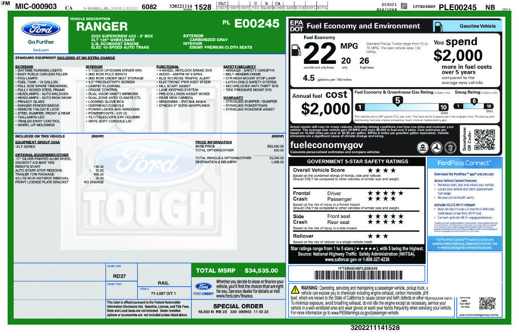 Used 2023 Ford Ranger XLT w/ Trailer Tow Package RWD image 5