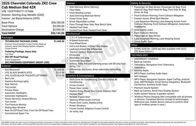 Used 2026 Chevrolet Colorado ZR2 w/ Technology Package AWD/4WD image 28