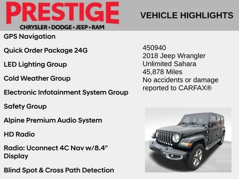 Used 2018 Jeep Wrangler Unlimited Sahara w/ Dual Top Group image 2