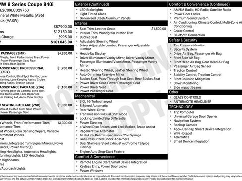 Used 2020 BMW 840i Coupe w/ M Sport Package RWD image 6