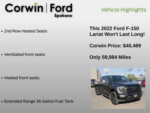 Used 2022 Ford F150 Lariat w/ Equipment Group 502A High AWD/4WD image 37