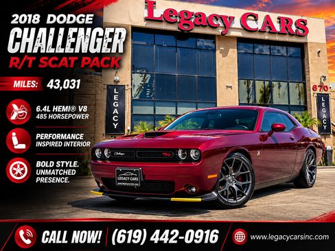 Used 2018 Dodge Challenger R/T Scat Pack w/ Leather Interior Group RWD image 2