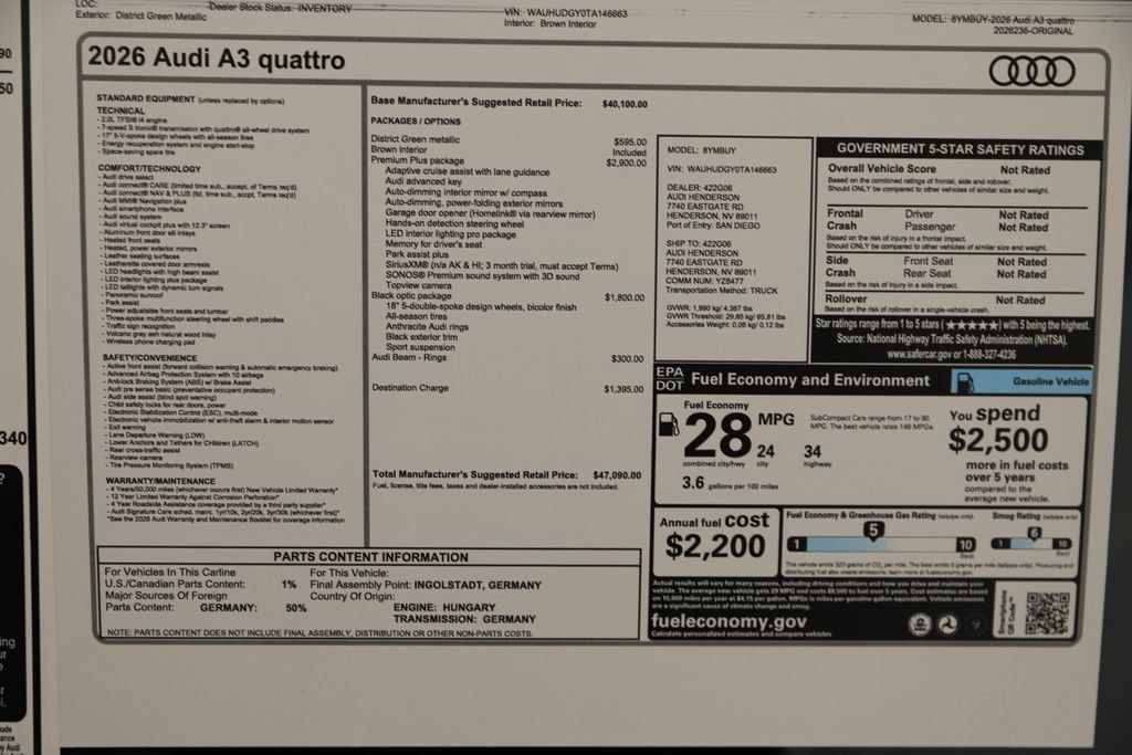 New 2026 Audi A3 2.0T Premium Plus AWD/4WD image 34
