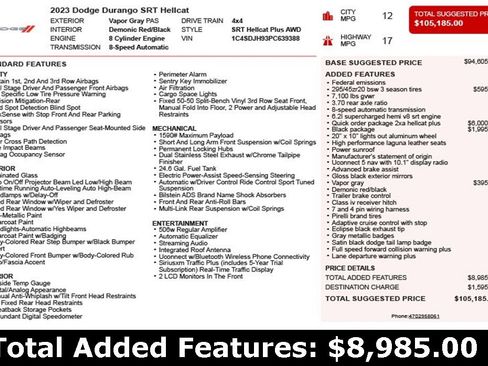 Used 2023 Dodge Durango SRT Hellcat image 3