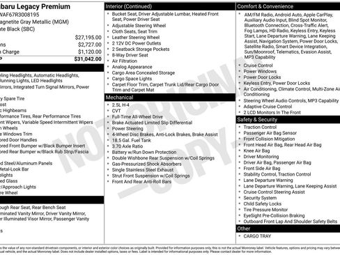 Certified 2024 Subaru Legacy Premium AWD/4WD image 35