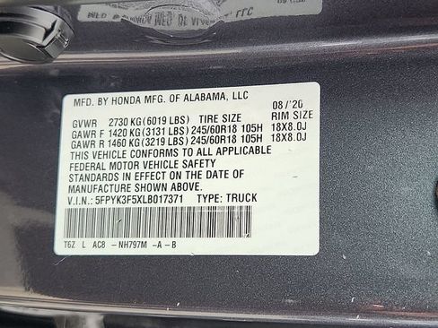 Certified 2020 Honda Ridgeline RTL image 27