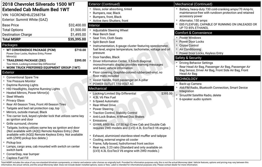 Used 2018 Chevrolet Silverado 1500 W/T w/ WT Convenience Package RWD image 9