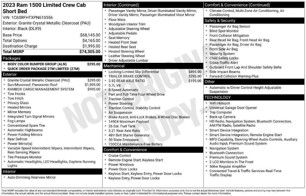 Used 2023 RAM 1500 Limited w/ Body Color Bumper Group AWD/4WD image 6