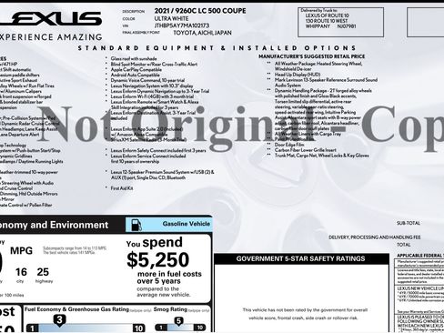Used 2021 Lexus LC 500 Coupe w/ Performance Package RWD image 7