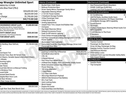Used 2016 Jeep Wrangler Unlimited Sport w/ Power Convenience Group AWD/4WD image 13