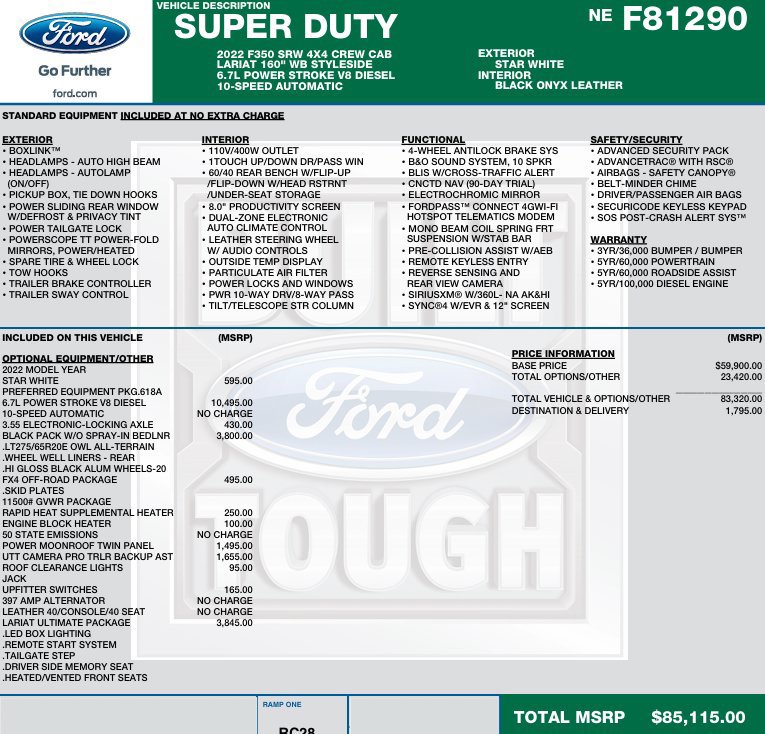 Used 2022 Ford F350 Lariat w/ Lariat Ultimate Package AWD/4WD image 2