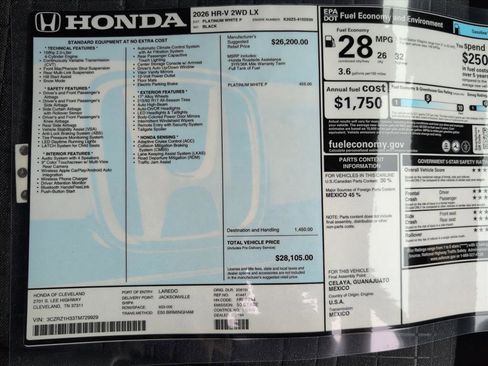 New 2026 Honda HR-V LX image 16