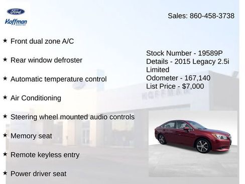 Used 2015 Subaru Legacy 2.5i Limited AWD/4WD image 15