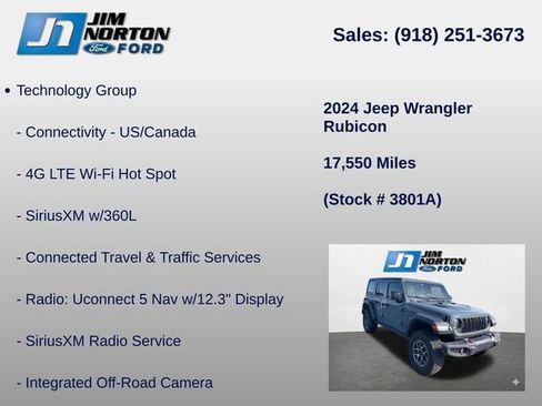 Used 2024 Jeep Wrangler Unlimited Rubicon w/ Technology Group AWD/4WD image 14
