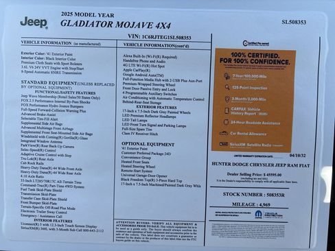 Certified 2025 Jeep Gladiator Mojave w/ Convenience Group image 2