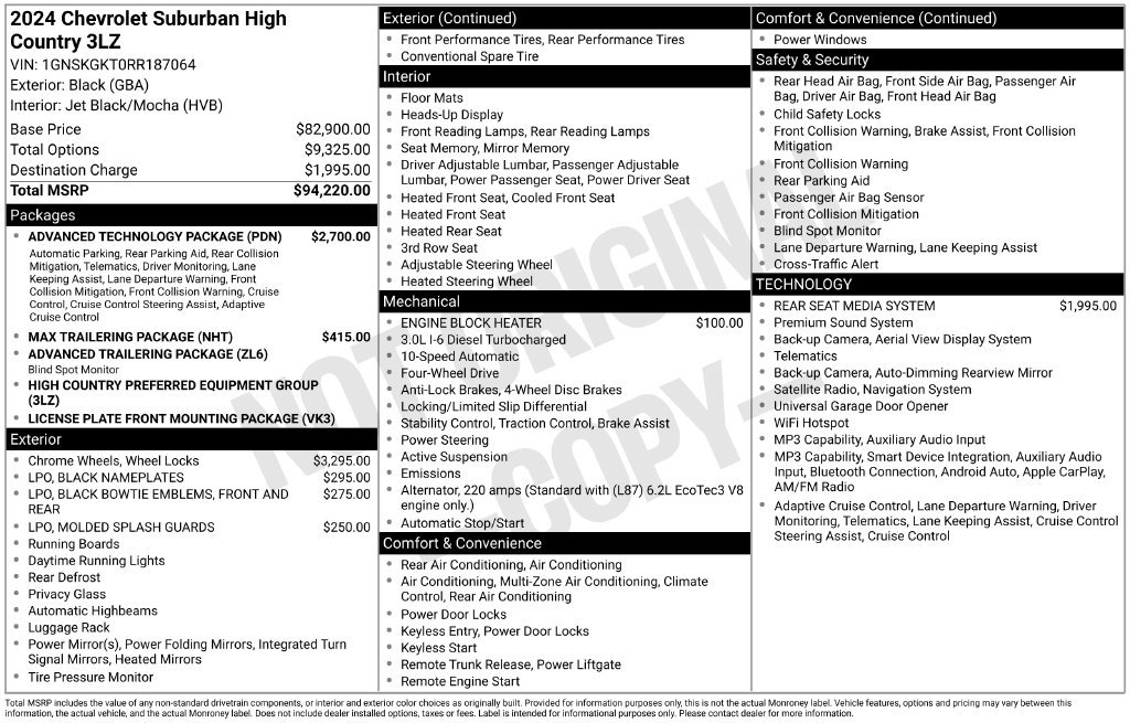 Used 2024 Chevrolet Suburban High Country w/ Advanced Technology Package AWD/4WD image 2