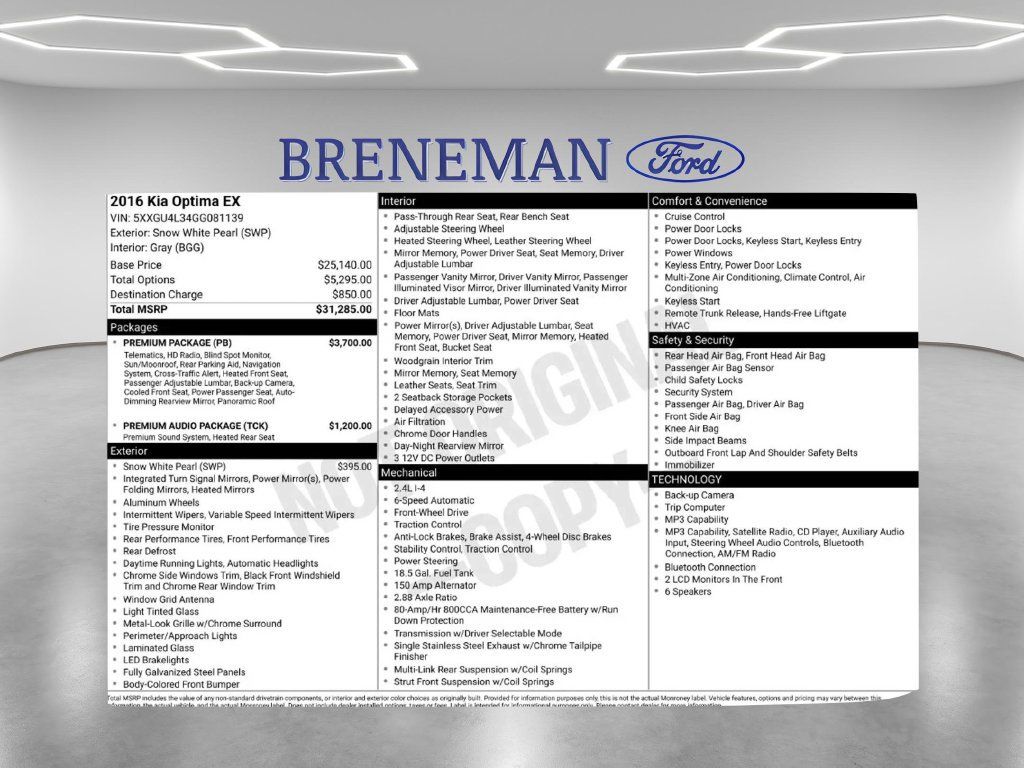 Used 2016 Kia Optima EX w/ Premium Package FWD image 4