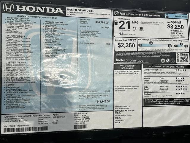 New 2026 Honda Pilot EX-L image 21