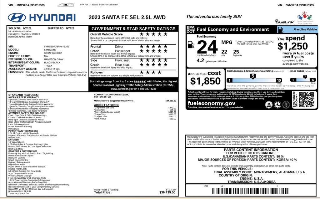 Certified 2023 Hyundai Santa Fe SEL AWD/4WD image 41