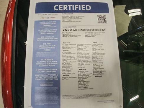 Certified 2021 Chevrolet Corvette Stingray Premium Cpe w/ 3LT image 35