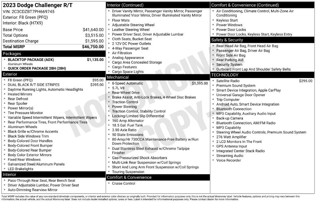 Used 2023 Dodge Challenger R/T w/ Blacktop Package RWD image 29