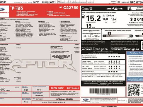 Certified 2022 Ford F150 Raptor w/ Equipment Group 801A High AWD/4WD image 6