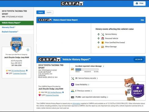 Used 2018 Toyota Tacoma TRD Sport w/ Technology Package image 10
