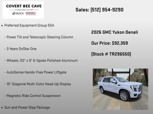 New 2026 GMC Yukon Denali w/ Sun & Power Step Package AWD/4WD image 12