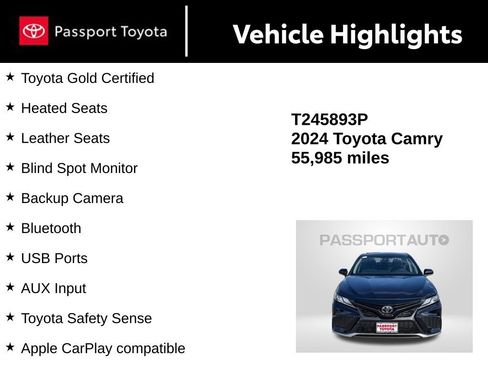 Certified 2024 Toyota Camry XSE FWD image 15